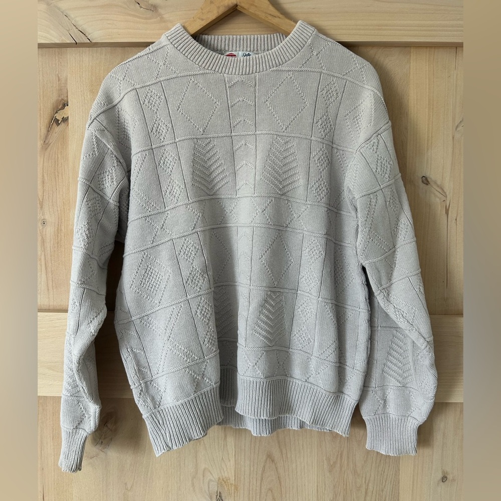 Isle of Cotton VTG Women Pale Lavender Gray lightweight Sweater